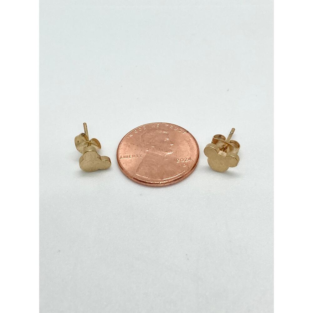 Yellow Gold Stainless Steel Mickey Mouse Silhouette Stud Earrings - Picture 7 of 9